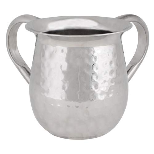 Unbreakable Washing Cup: Aluminum Netilat Yadayim Cup 5-Inch Tall Elegantly Brushed 2-Handle Wide-Mouth Ritual Cleaning Water Ve