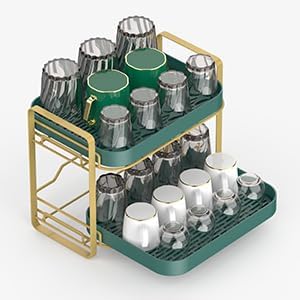 Dhadh Double Decker Shelf Organiser Multipurpose Space Saver Rack | Green