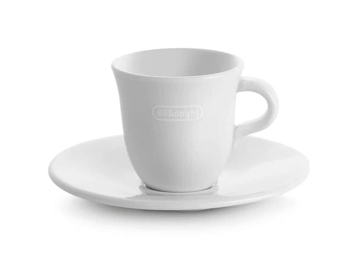 De'Longhi Dlsc308 Porcelain Espresso Cup & Saucer, Set Of 2,70 Ml