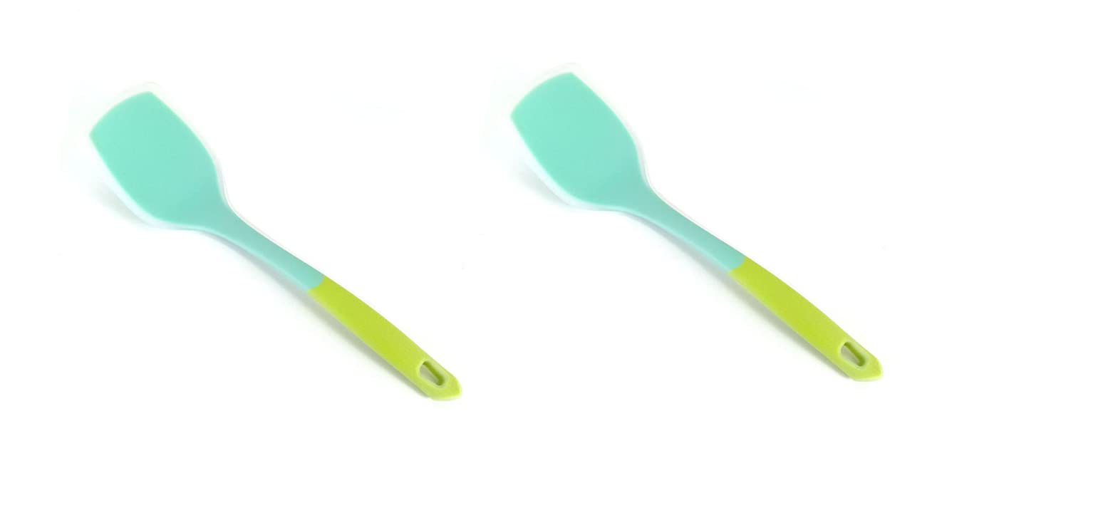 We3 Heat Resistant Silicone Slotted Cooking Turner NonStick Flipper Kitchen Utensils Set (Pack Of 2, Green)