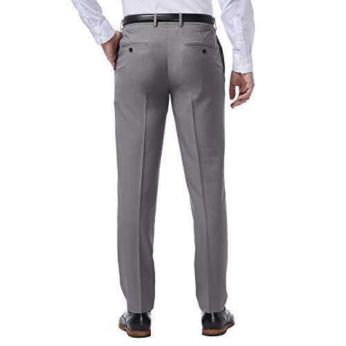 Haggar Mens Premium Comfort Dress Slim Fit Flat Front Pant, Grey, 38W X 32L