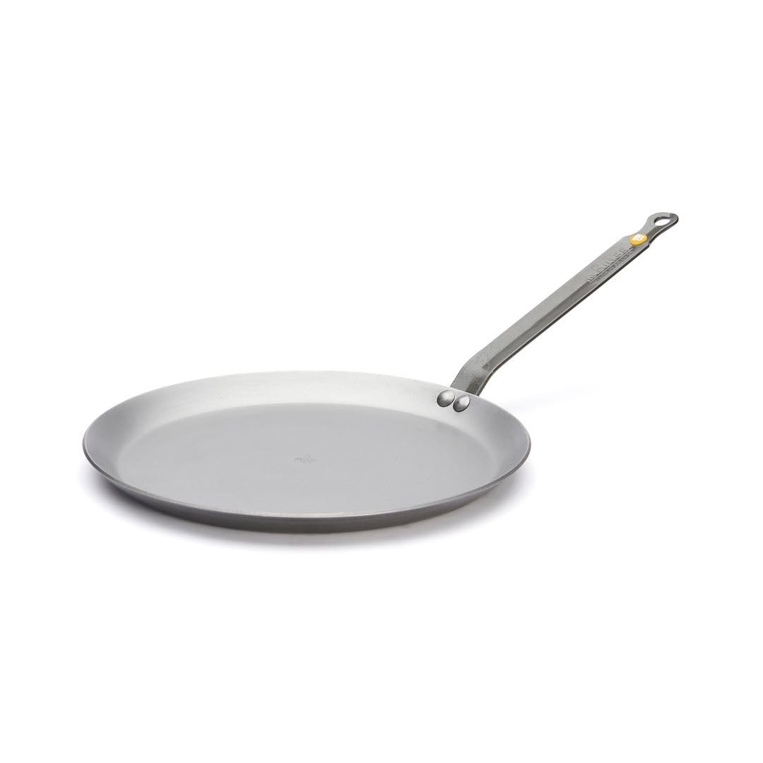 De Buyer Mineral B Carbon Steel Crepe & Tortilla Pan - 9.5    - Ideal For Making & Reheating Crepes, Tortillas & Pancakes - Natu