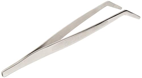 Mercer Culinary 18-8 Stainless Steel Chef Plating Tongs, Curved Tip, 11-3/4 Inch