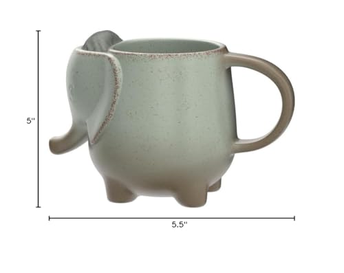 HAPPINESS APPLY HERE Ceramic Elephant Tea Mug, 15oz, Green - Model 8541922080, Perfect for Tea Lovers