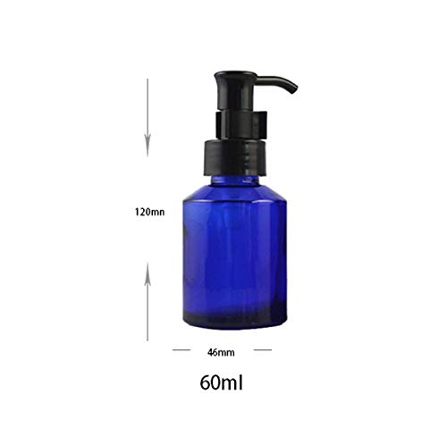 2 Pcs 60Ml 2Oz Upscale Refillable Cobalt Blue Glass Lotion Pump Bottle Dispenser Toiletries Bottle Cosmetic Container Jar Pot Wi