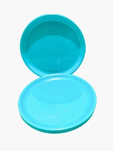 Everbuy Plastic Microwave Safe&Unbreakable Round Full Plates (Multicolor, Set Of 3)