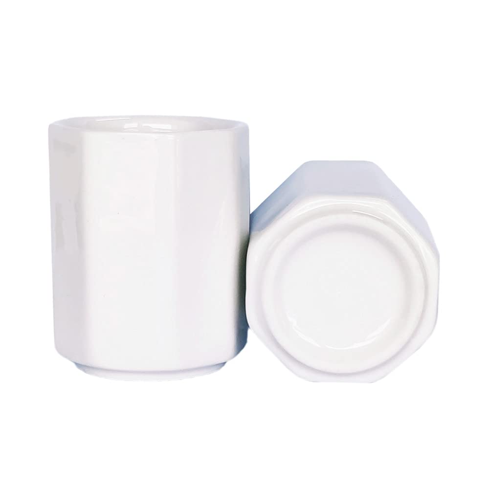Sizikato 2Pcs Simple Pure White Octagon Ceramic Toothpick Holder.