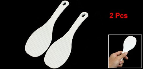 Uxcell Plastic Non Stick Rice Paddle Potato Food Service Spoon Scoop 7.8 Inch Length 2 Pcs White