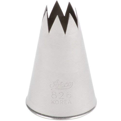 Ateco Star Pastry Tube, Stainless Steel, Size 826, Silver, Model 826