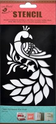 Little Birdie Stencil Peacock Charm 4X7 Inch|Stencils For Wall Painting, Craft And Art Painting | Reusable Painting Template For