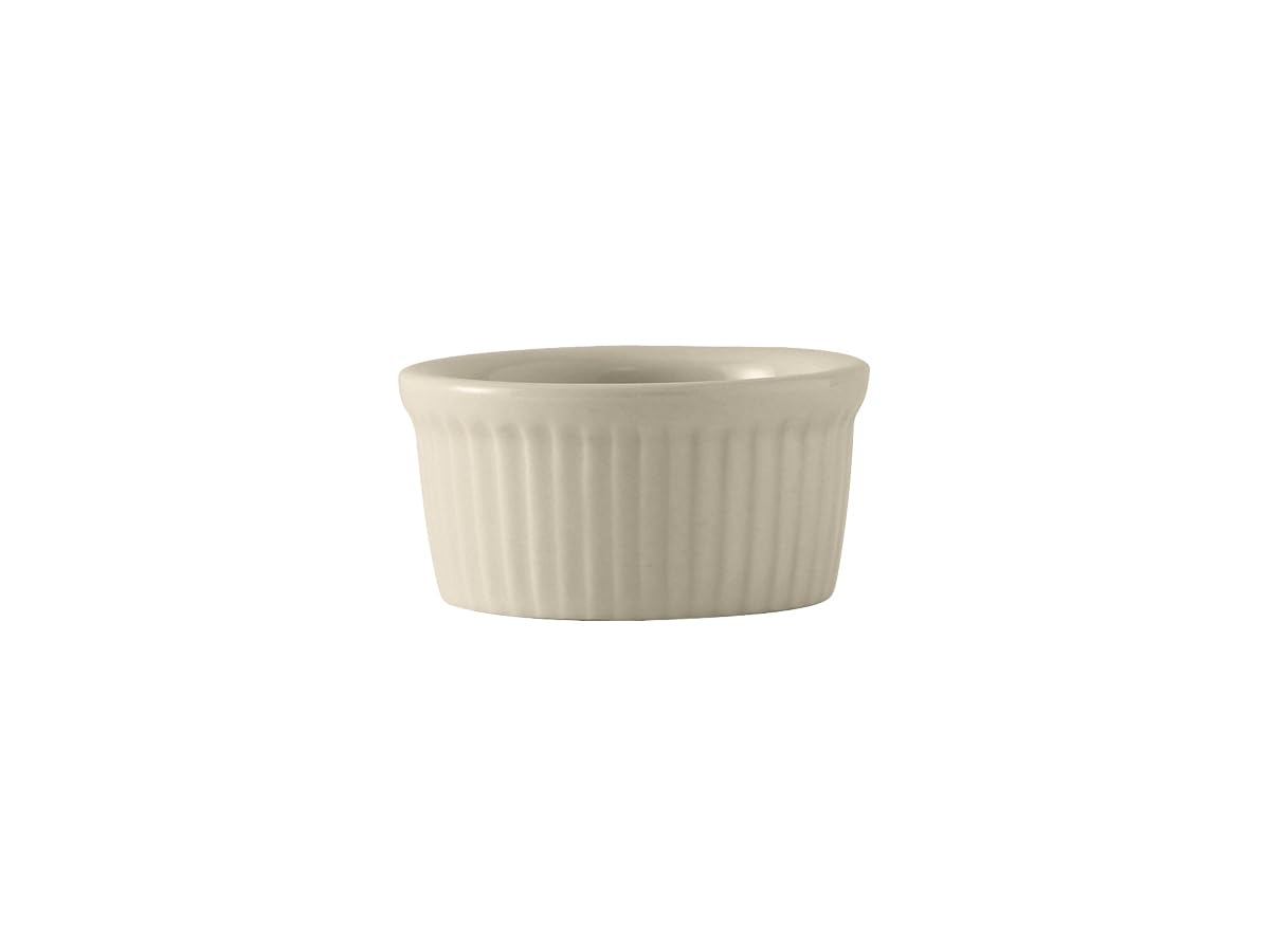 Tuxton China Bex-0552 Ramekin, 5-1/2 Oz., 3-5/8'' Dia. X 1-3/4''H, Round, Fluted, Microwave & Dishwasher Safe, Oven Proof, Fully