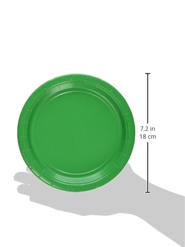 Festive Green Round Paper Plates - 6.75'' (50 Pc) - Sturdy & Eco-Friendly Party Essentials - Perfect For Celebrations & Events