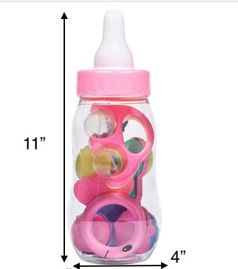 Plastic Baby Bottle Bank 11'' Jumbo Pink Fillable Baby Shower Bottle, Guess How Many, Gender Reveal Party, Favor Bottle Centerpi