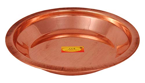 Shiv Shakti Arts 100% Pure Copper Pooja Thali Plate Taman - (Diameter - 4.33 Inch, Heavy)
