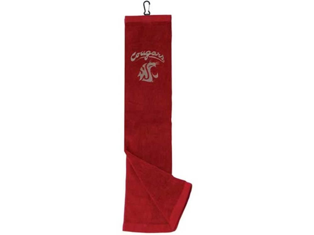 Team Golf Ncaa Washington State Cougars Embroidered Golf Towel Embroidered Golf Towel, Checkered Scrubber Design, Embroidered Lo