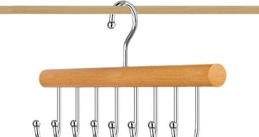 Barhary Hook Coat Rack, Multifunctional NonSlip Storage Hangers With 8 Hooks, 360 Degree Swivel Wooden Belt For Home Closet Clo