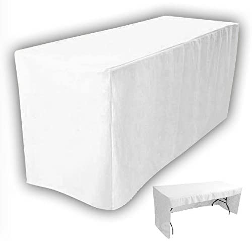 4Less 4' Fitted Tablecloth Table Cover Trade Show Event Open Back Side - 3 Sided White