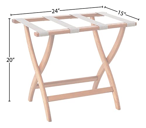 Wooden Mallet Designer Curve Leg Luggage Rack  Grey Straps  Medium Oak
