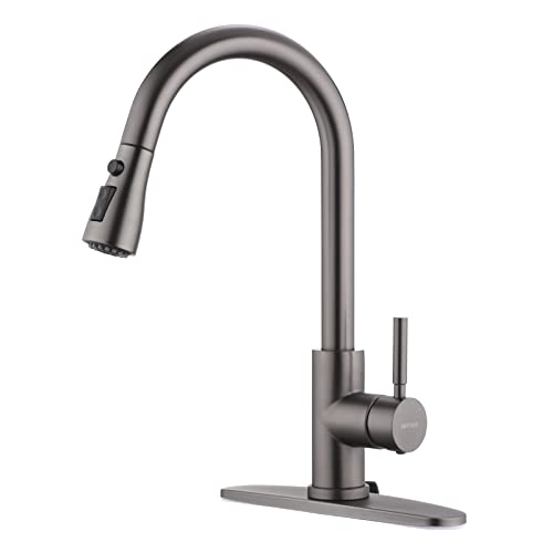 Black Stainless Kitchen Faucet With Pull Down Sprayer Wewe, Single Handle Commercial Modern Rv Laundry Stainless Steel Sink Fauc