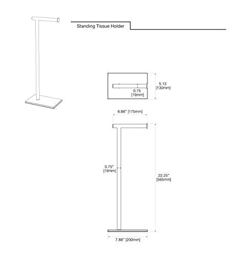 Gatco 1431B, Modern Rectangle Base Freestanding Toilet Paper Holder, 22.25   , Brushed Brass/Free Standing Toilet Tissue Holder