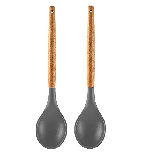 PPlus International Wooden Handles Bpa Free Non Toxic Silicone Turner Spatula Spoon Kitchen Gadgets Utensil Set For Nonstick Co