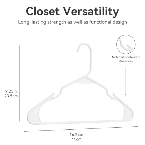Softflame Plastic Hangers Clothes Hangers 50 Pack, Durable Hangers Space Saving For Everyday Standard Use And Dorm Room Essentia