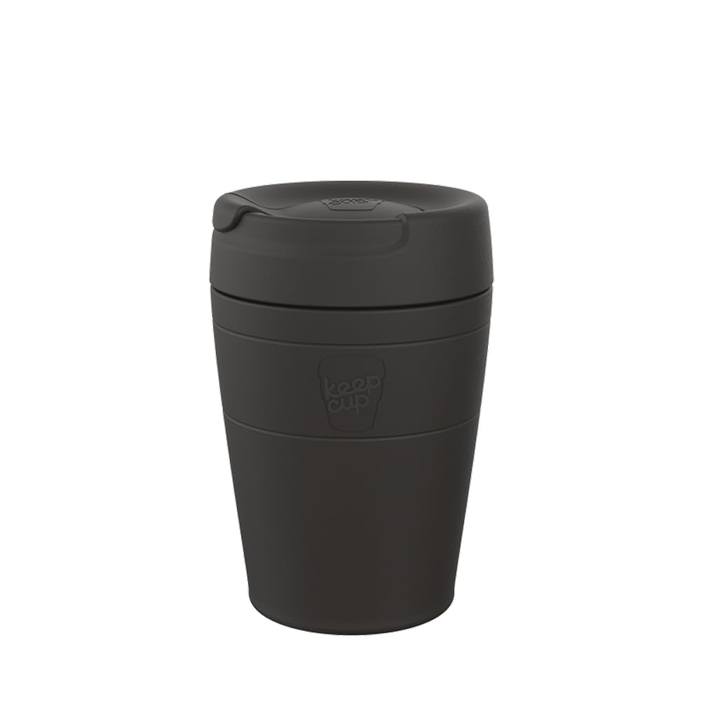 KeepCup Traveller, Reusable Travel Mug  Vacuum Insulated Stainless Steel Cup with Leakproof Sipper Lid  12oz/340ml  Black