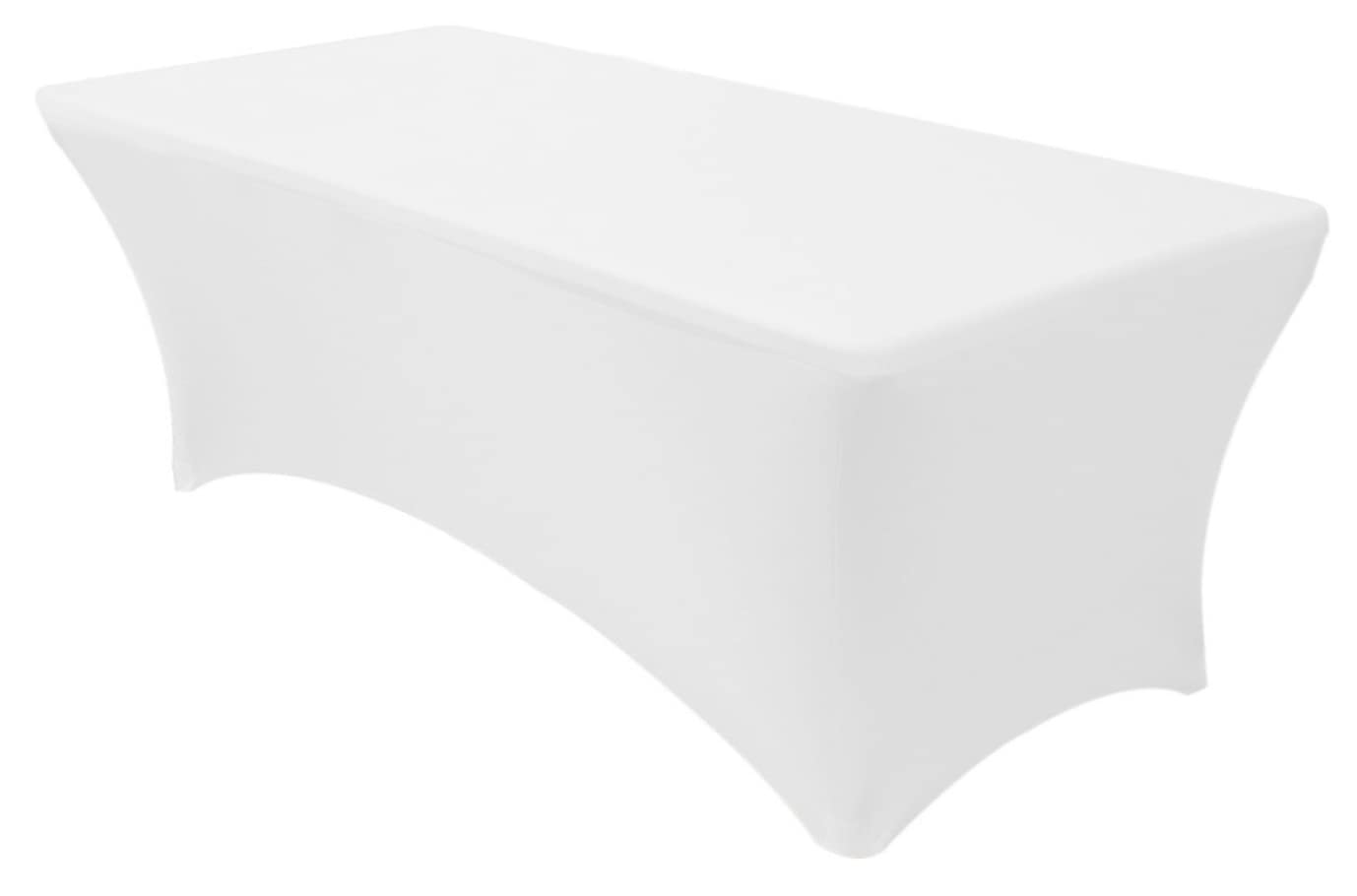 Banquet Tables Pro White 8 ft. Rectangular Stretch Spandex Tablecloth