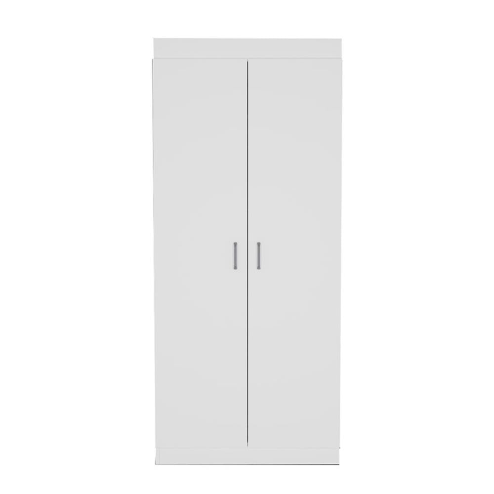 TUHOME Varese Pantry Cabinet  Two Door Cabinet  Three Internal Door Shelves  Five Shelves  White   For Kitchen Room