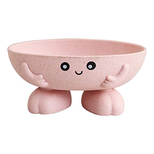 Aeggplant Soap Dish, Eco-Friendly Plant Fibres, Lovely Kids Soap Holder, Drain Soap Dish For Bathroom Kitchen (Pink)