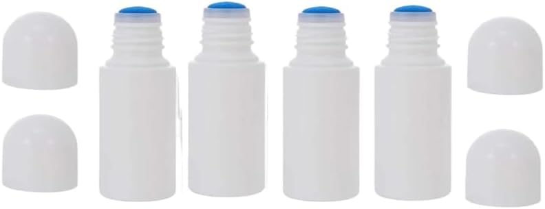 4Pcs White 50 ml Sponge Head Plastic Bottles Liquid Applicator Bottles with Sponge Refillable Deodorant for Cosmetic Essential O
