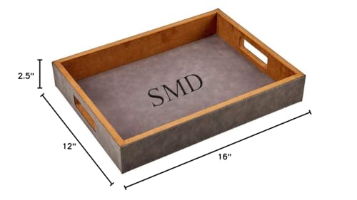 Leatherette Tray  Grey 2.5 X 12 X 16