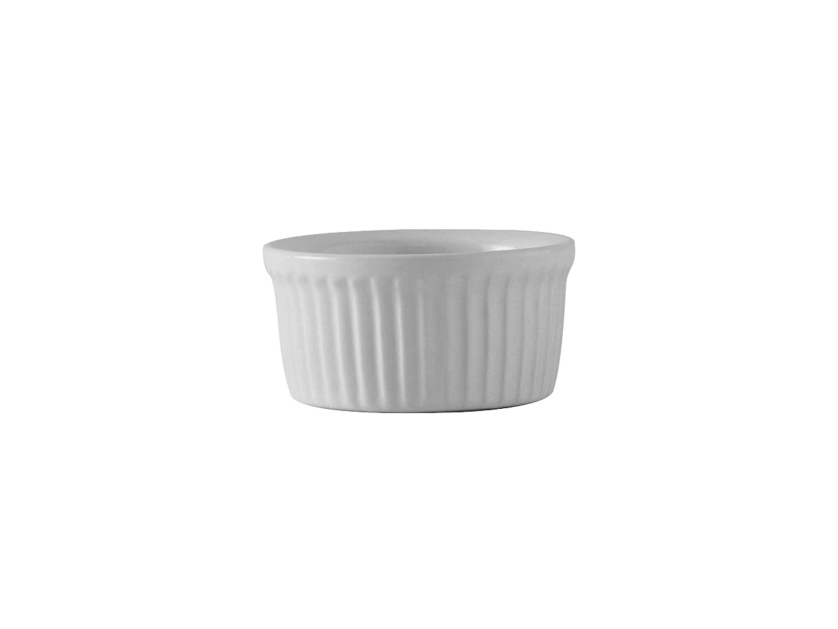 Tuxton China BWX-0452 Ramekin, 4-1/2 oz., 3-1/2 Dia. x 1-5/8H, Round, Fluted, Microwave & Dishwasher Safe, Oven Proof, Fully vit