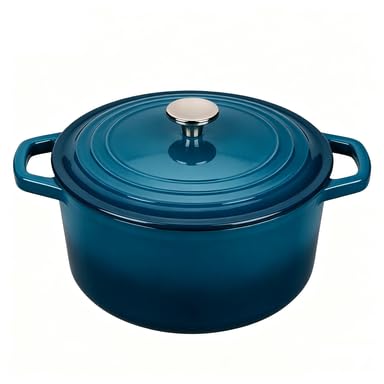 HCXCQLSUY Enameled Cast Iron Dutch Oven Pot with Lid, Non Stick Cookware for Braising, Stews, Roasting, Sourdough Baking (Peacoc