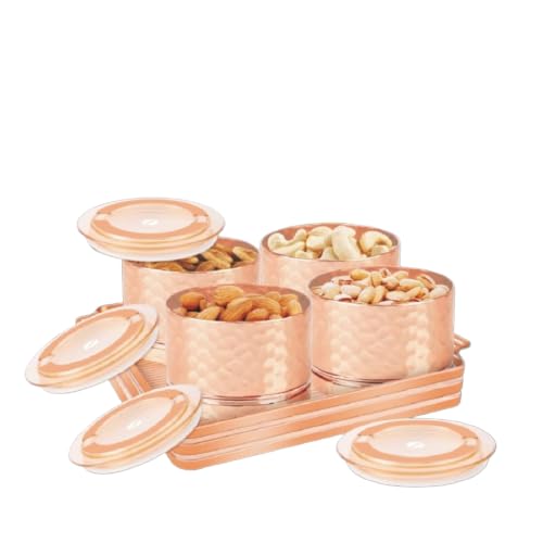 Porpoise Air Tight Dry Fruit Container Set With Lid & Serving Tray, Airtight Container Set (Crunch 4Pc + Tray)