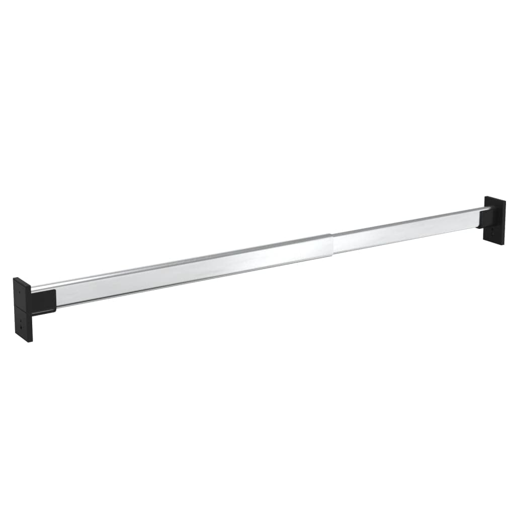 vidaXL Aluminum Telescopic Wardrobe Rails with Adjustable Length, Space-saving Closet Organizer Rails, Versatile 2 pcs Set, Silver-Like New Condition