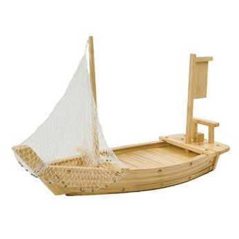 Thy Collectibles Wooden Japanese Sashimi Sushi Boat Plate Serving Tray With Fishing Net (36'' (90Cm))