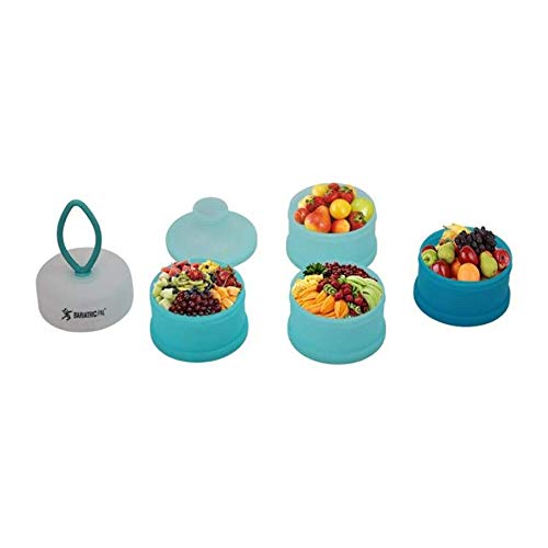 Bariatricpal 4 Compartment Detachable, Stackable, And Portion Controlled Food & Powder Storage Containers (Blue-Teal)