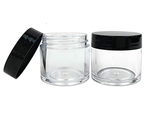 30G 30Ml/1Oz Refillable Black And White Plastic Screw Cap Lid With Clear Base Empty Cosmetic Jars For Nail Powder Bottles Eye Sh