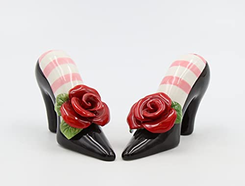 Appletree Design Black Heels With Red Rose Salt And Pepper Set, 2-3/8-Inch