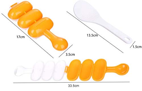 Woiwo 4 Pcs Roll Rice Ball Mould Small Ball Rice Ball 3 Connect Mould Shake Rice Ball Artifact Rice Ball Mould