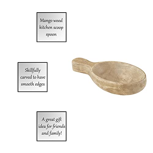 47Th & Main Mango Wood Kitchen Scoop Spoon, 4.25 X 1.75-Inches, Natural