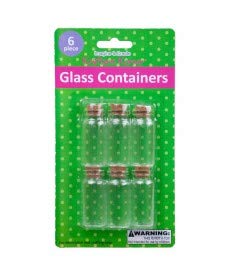 6 Pk Glass Containers W/Cork Stopper