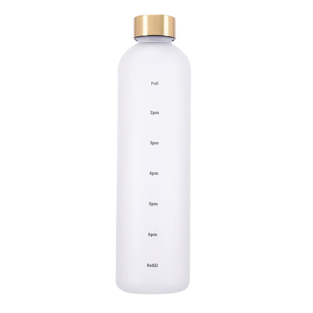 Eforcase Plastic Water Bottle 32 Oz, Slim Water Bottle with Time Marker