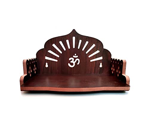 M Fashion Mantra Art Plywood Small Wooden Temple For Home Office And Shop/Sinhasan/Pooja Stand/Hindola (8.5 In * 6 In * 5.5 In) 