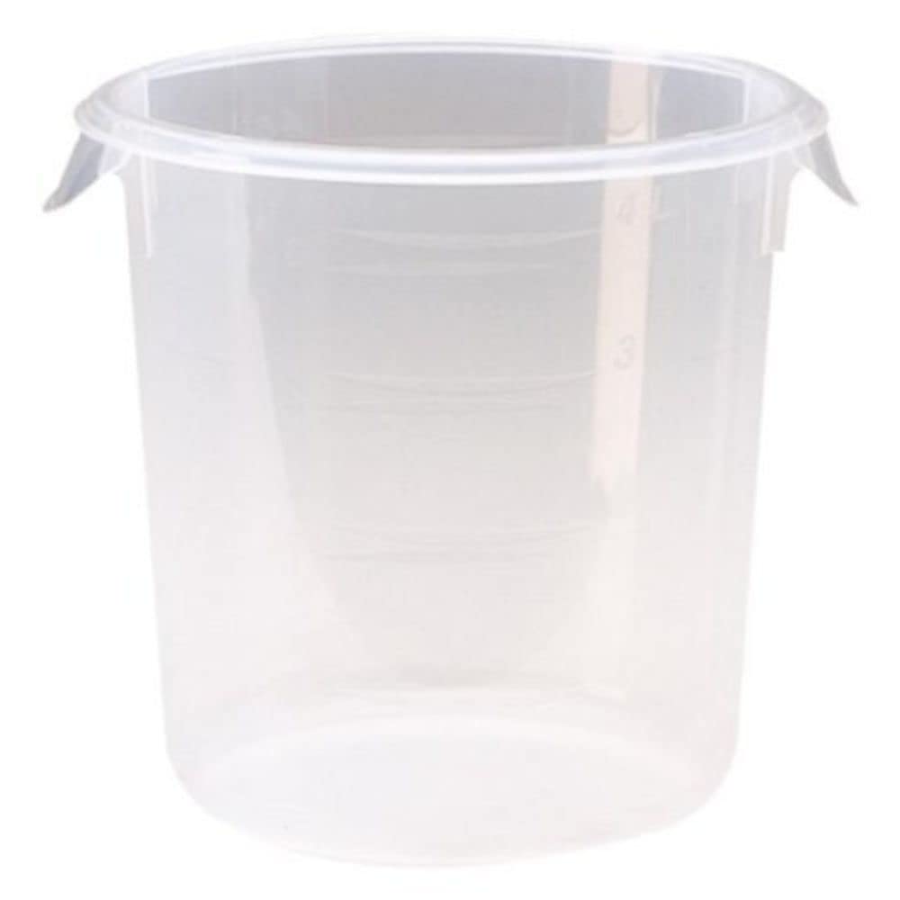 Rubbermaid Commercial Products Plastic Round Food Storage Container with Bail Handle, 4 Quart, Clear, High Temperature Range Foo