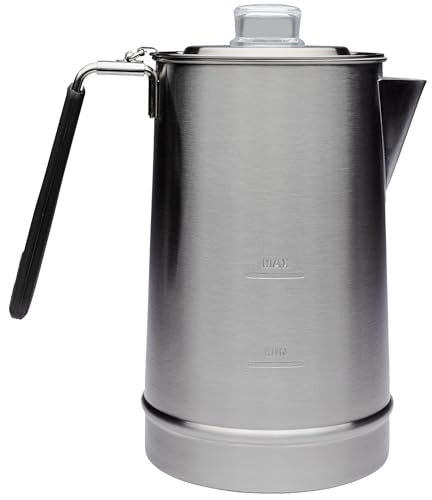 STANLEY Hold Tight Percolator Coffee Pot, 1.1QT Stainless Steel, 6 Cup, BPA-Free, Ideal for Camping, Hiking, Stove Top or Open Fire