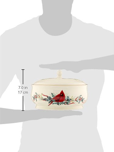 Lenox Winter Greetings Covered Dish, 4.85 Lb, Red & Green