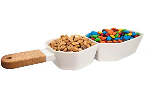 Machika Two-Compartment Snack Dish Pistachio Bowl | Divided Serving Tray | Just Crunch Anti-Soggy Cereal Bowl | Bpa Free | Candi