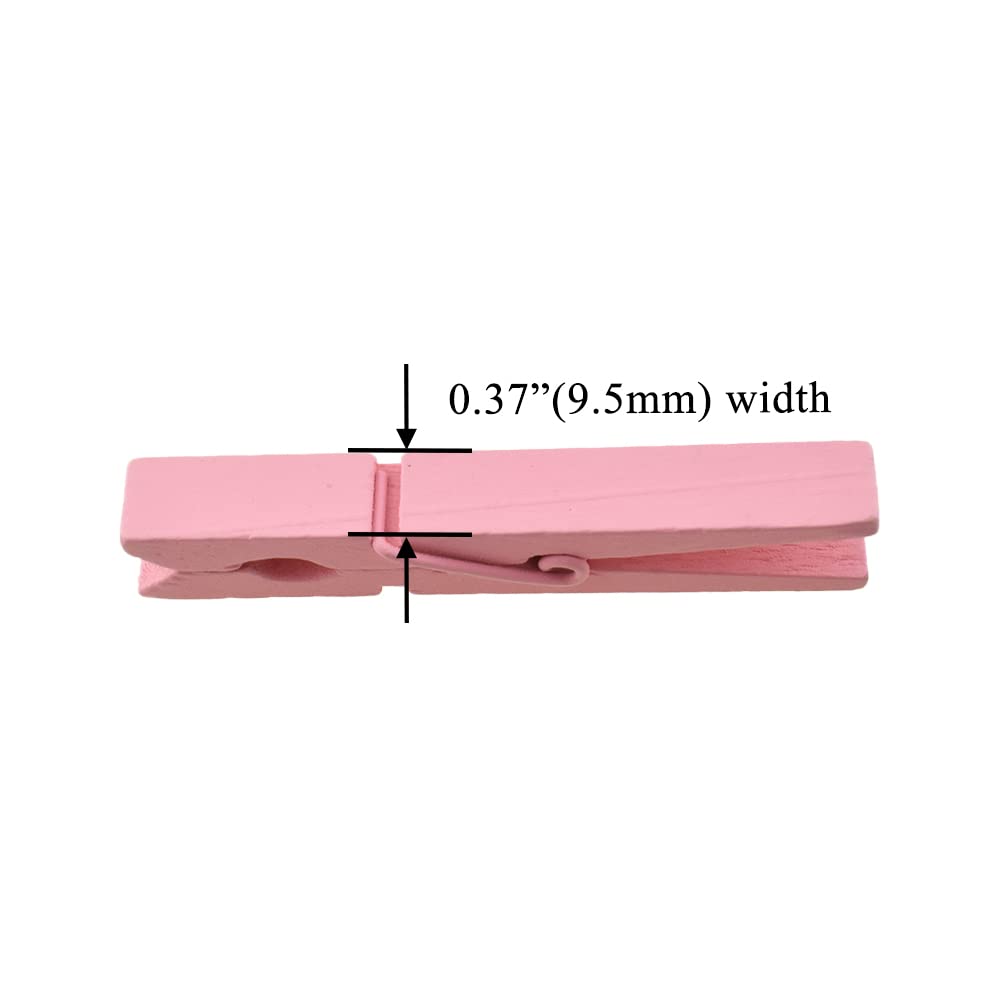 HAHIYO Pink Wooden Clothes Pins Clothespins Small Aviod Fall Apart 2.87 Inches Length 16 Pack Strong Springs No Rust No Discoloration for Laundry Bathroom DIY Craft Photos Food Opened Bags